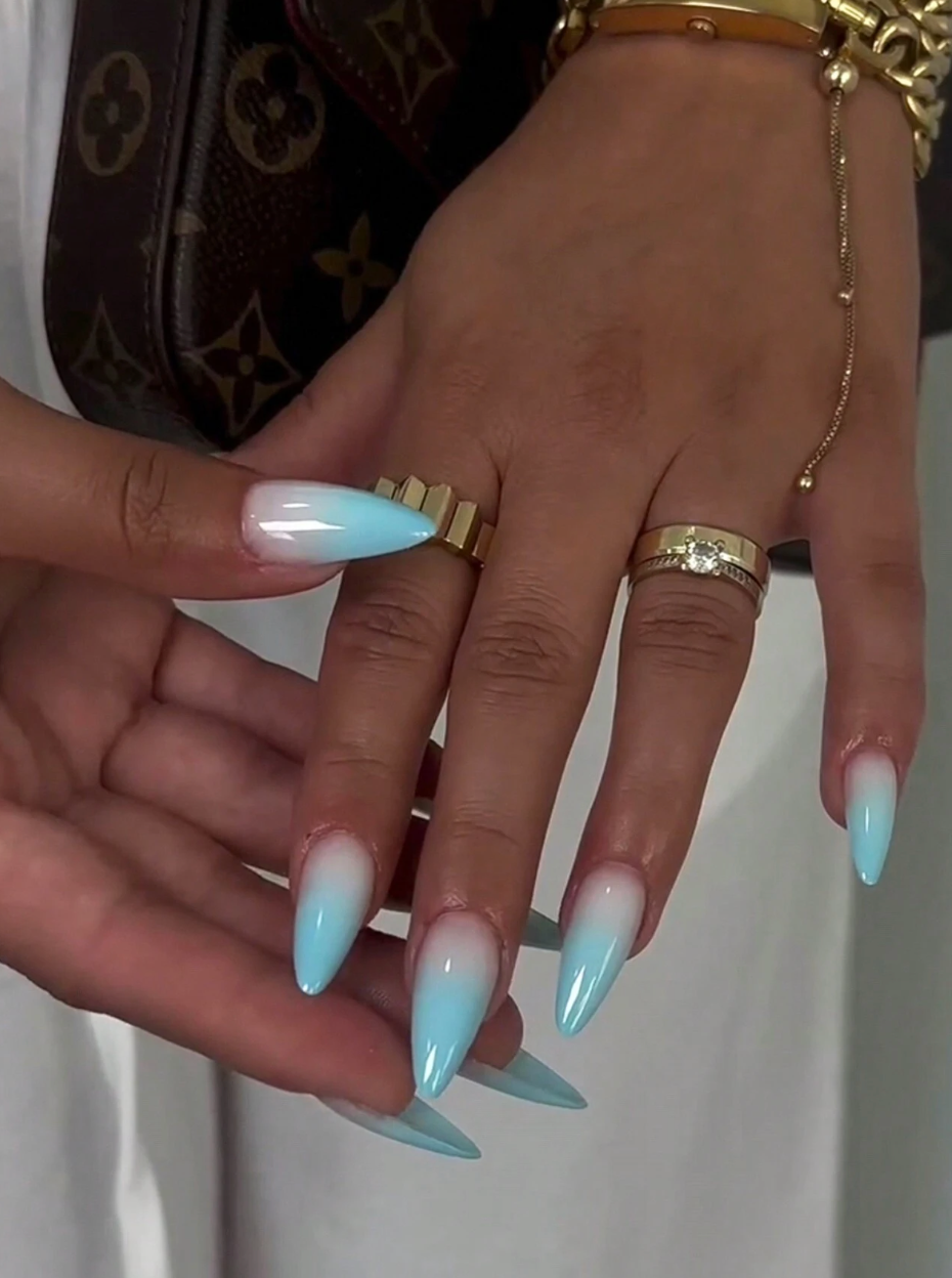 Ocean Sky Ombre Press On Nails