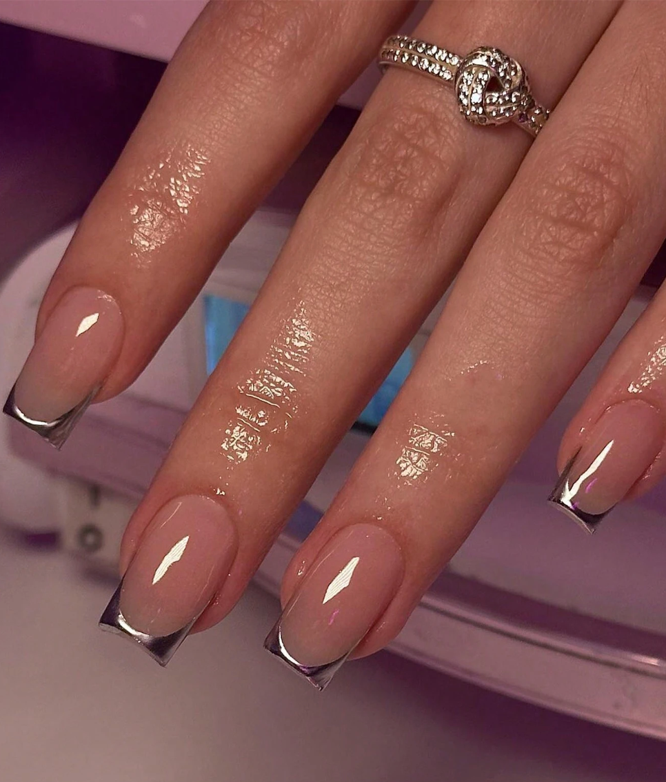 Silver Chrome French Tip